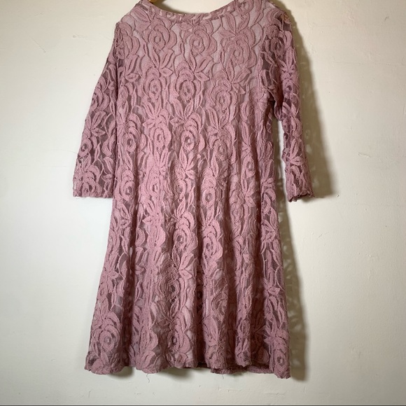 Anthropologie Puella Amare mauve pink lace swing dress full line sz M gorgeous! - Picture 6 of 6